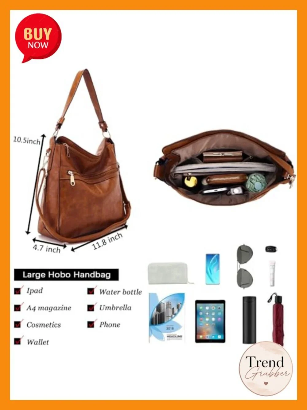 4 Piece Hobo Handbag Set with Crossbody Bag Wallet Coin Purse Faux Leather